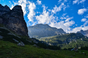 Fototapeta na wymiar Amazing view of a rock in the Italian Dolomites Alps region of Adamello Brenta, Trentino mountains