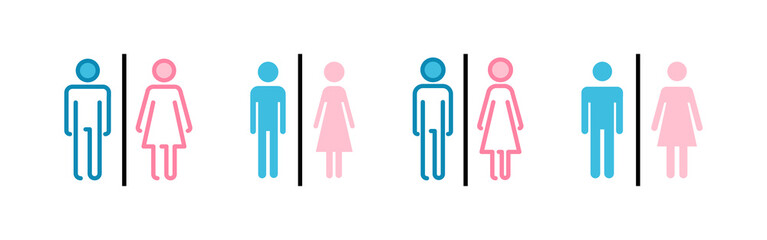 Toilet icons set. Toilet sign. Man and woman restroom sign vector. Male and female icon