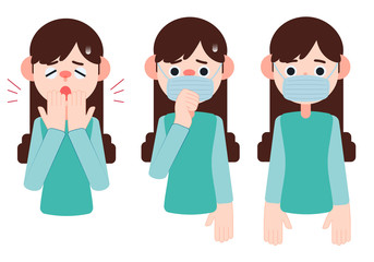 咳が出て医療マスクをしている女性