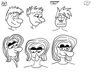 Different Comic Characters and Eyes, Digital Art