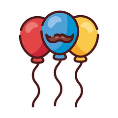 balloons helium with dad mustache line and fill style icon