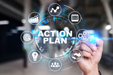 Action plan, business strategy, time management concept on virtual screen.