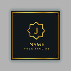 Luxury Logo Alphabetic J template  for Restaurant, Royalty, Boutique, Cafe, Hotel, Heraldic, Jewelry, Fashion etc