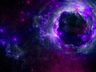 Abstract black hole - bright multicolor space background - digitally generated 3d illustration