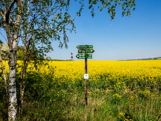 Wanderweg Hinweisschild im Vogtland Sachsen