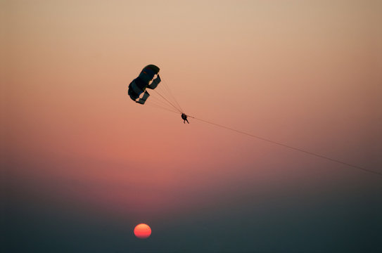 Parasailing in Goa, Western India