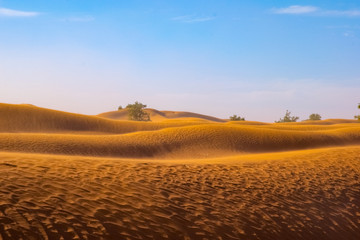 little sandstorm in Mhamid, Zagora at the Sahara Desert of Morocco