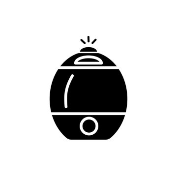 recommend clip art: Black humidifier air diffuser icon isolated on white background. Purifier microclimate ultrasonic home flat vector illustration. Healthy humidity.