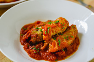 Stuffed Cabbage Rolls in Tomato Sauce