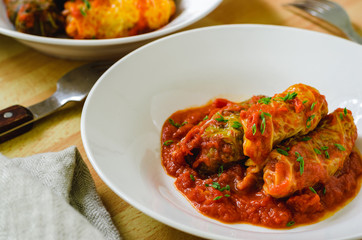 Stuffed Cabbage Rolls in Tomato Sauce