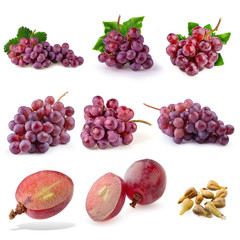 Obraz premium Red Grapes isolated on a white background.