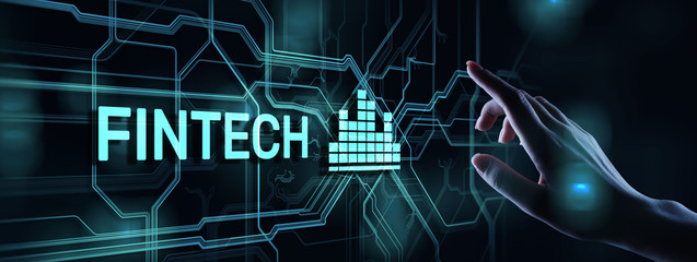 Fintech Financial technology Cryptocurrency investment and digital money. Business concept on virtual screen.