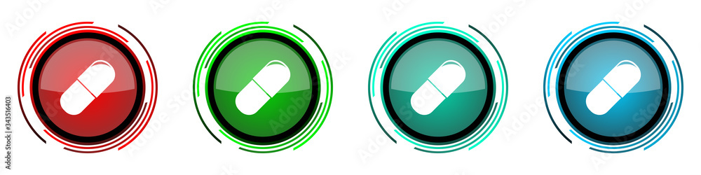 Aufkleber drugs round glossy vector icons, set of buttons for webdesign, internet and mobile phone application