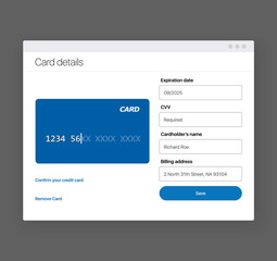 Add bank card. Payment methods design concept. Link Your Bank Account Add Credit Card Step Screen. Minimal style UI design concept