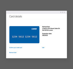Add bank card. Payment methods design concept. Link Your Bank Account Add Credit Card Step Screen. Minimal style UI design concept