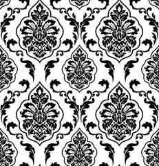 Vector damask seamless pattern background. Classical luxury old fashioned damask ornament, royal victorian seamless texture for wallpapers, textile, wrapping. Exquisite floral baroque template.