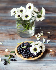 Blueberries. Summer berries in the basket.