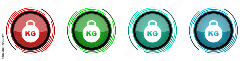 Aufkleber kilogram round glossy vector icons, kilo, kg, weight set of buttons for webdesign, internet and mobi