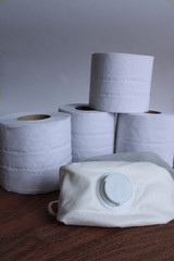 Respirators and white toilet paper