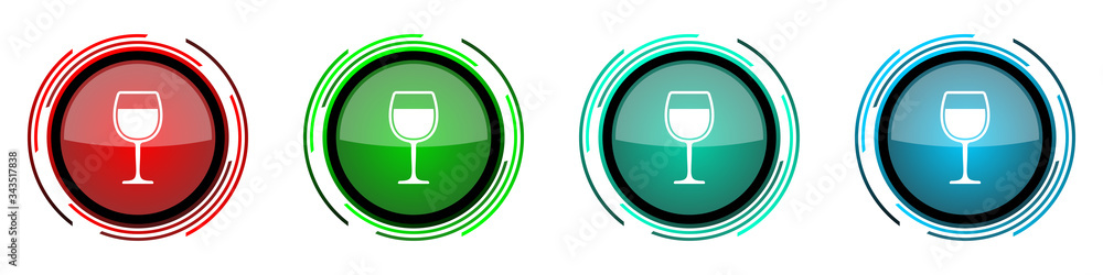Leinwandbilder alcohol round glossy vector icons, glass set of buttons for webdesign, internet and mobile phone app