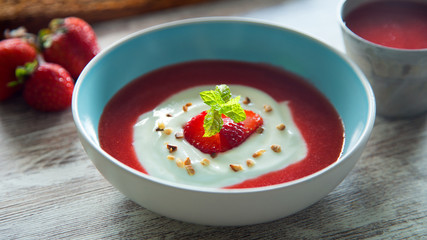 Strawberries and yogurt natural dessert