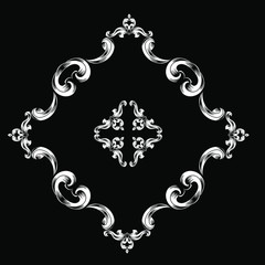 Damask pattern vector element. Classic luxury old-fashioned ornament grunge background. Royal victorian texture for wallpaper, textile, fabric, wrapping. Exquisite floral baroque patterns.