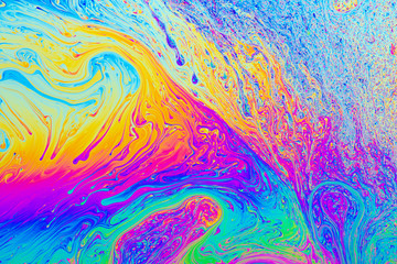 Psychedelic patters formed on the surface of a soap bubble