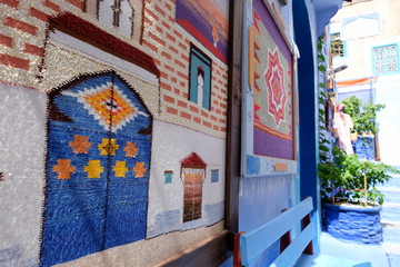 Carpet street shop in city of  Chefchaouen,Morocco.