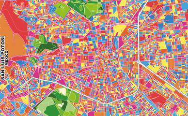 San Luis Potosí, San Luis Potosí, Mexico, colorful vector map