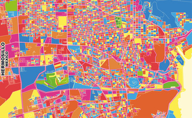 Hermosillo, Sonora, Mexico, colorful vector map