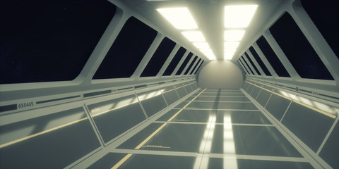 3d render. Futuristic scifi corridor