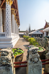 Bangkok, Thailand - January, 2020: The Temple of Dawn Wat Arun and a beautiful blue sky in Bangkok, Thailand