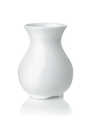 Front view of white ceramic vase