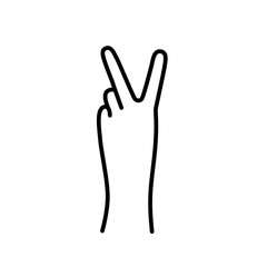 PEACE SIGN. VICTORY sign. Hand gesture The V symbol of peace. Korean finger symbol for victory. Vector illustration on white background. Hand drawn design for print greeting cards, banner, poster