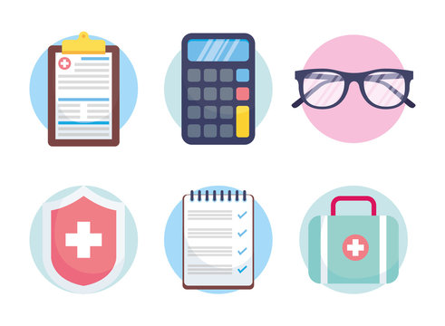 health insurance service set icons