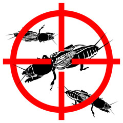 mole cricket insect vector agriculture insecticide target silhouette black white background