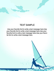 blank certificate diploma form for windsurfer. Surfer on wave. vertical letter format.