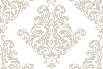 Vector damask seamless pattern background. Classical luxury old fashioned damask ornament, royal victorian seamless texture for wallpapers, textile, wrapping. Exquisite floral baroque template.