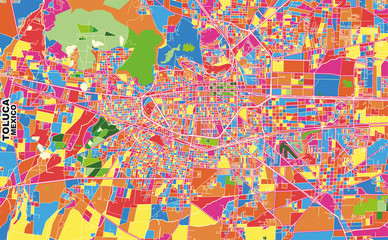 Fototapeta na wymiar Toluca, México, Mexico, colorful vector map