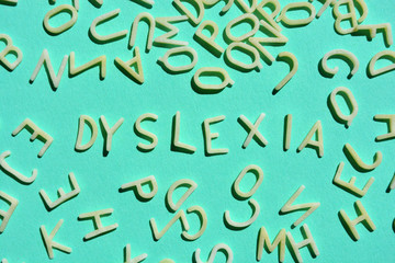 Dyslexia, word surrounded by random letters