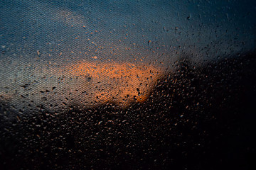 Sunset through raindrops 