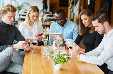 Young people surf with mobile phone and smartphone