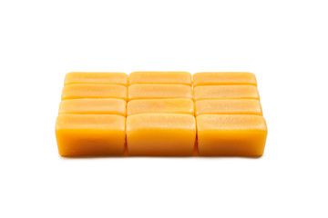 Tasty caramel candy isolated on white background.