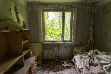 Fototapeta na wymiar Abandoned apartment in Chernobyl