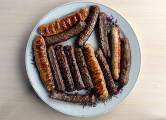 
delicious fried nipples lie on a glass dish