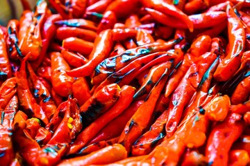 Roasted red hot chili peppers