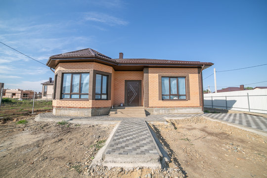 Brick new house in one floor