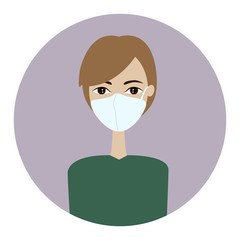 Man with mask to protect from Corona. Stop Corona Virus. Illustration simple avatar vector graphic design.
