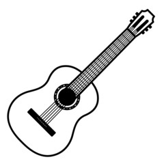 Line icon classical guitar vector illustration isolated on white/ Black and white