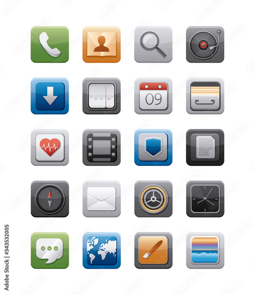Poster bundle of apps buttons menu panel